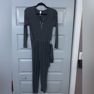 justice long sleeve gray jumpsuit